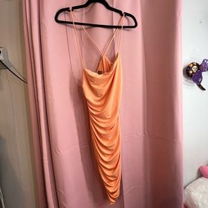 orange coral midi dress !